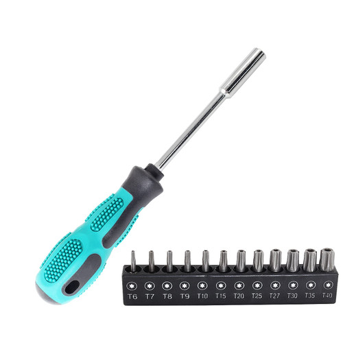 BokWin 2 Piece 190mm Hex Driver Handle,1/4 Inch Bit Screwdriver Holder Security Torx Bit with Magnet Tip