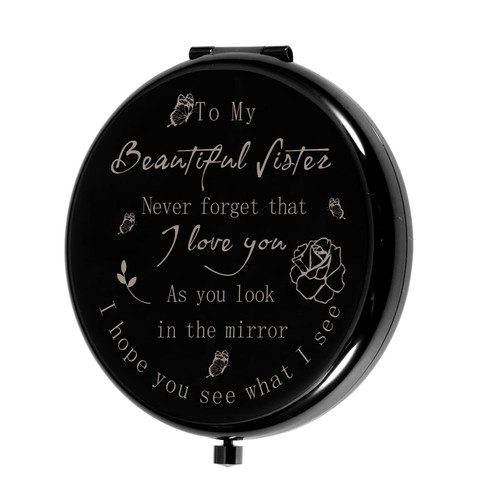 Christmas Sister Gifts for Women Gifts from Sisters Compact Mirror to My Sister Birthday Graduation Her Brother to Little Big Sister Best Friend Friendship Secret Sister Niece Valentines Wedding Bride