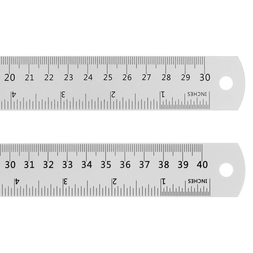 HARFINGTON 2pcs Stainless Steel Ruler 12 Inch 30cm & 16 Inch 40cm Metric English with Conversion Table Metal Ruler Set Straight Edge Millimeter Ruler Measurements Tools for Measuring Drawing