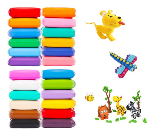 OBTANIM 24 Pcs Colors Air Dry Clay, Colorful Modeling Clay Air Dry Ultra Light Molding Magic Clay Toy for Kids, DIY Colored Clay Kit with Modeling Tools OBTANIM 24 Pcs Colors Air Dry Clay, Colorful Modeling Clay Air Dry Ultra Light Molding Magic Clay Toy for Kids, DIY Colored Clay Kit with Modeling Tools
