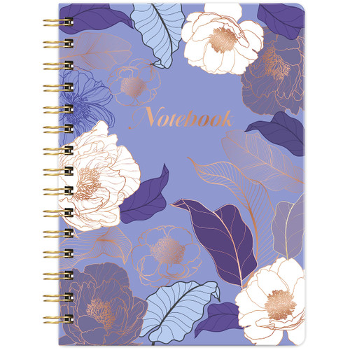 Spiral Journal/Notebook - Lined Journal with Back Pocket and Hardcover, 8.5" x 6.4", College Ruled Notebook/Journal, Premium Thick Paper, Strong Twin-Wire Binding, Perfect for School, Office & Home - Engraved Purple