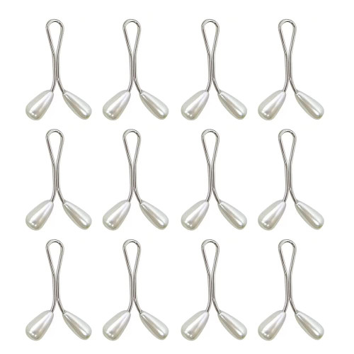 12 Pieces Pearl Scarf Brooch Pin Headscarf Pearl Pins Clips U Shape Scarf Clip Headscarf Shawl Scarf Clip Pearl Clip Scarf Pin Muslim Hijab Pins Multi-Use Hijab Pin, White