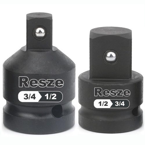 Resze 2PCS Impact Socket Adapter and Reducer Set,3/4"to 1/2" & 1/2"to 3/4" Drive Socket Adapter Set, Square Adapter Breaker Bar Wrench Conversion Kit Mechanic tools