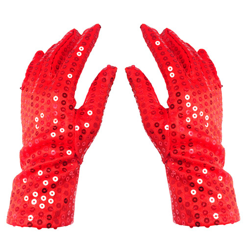 Honbay Red Sparkling Sequin Gloves Costume Gloves Dance Performance Gloves