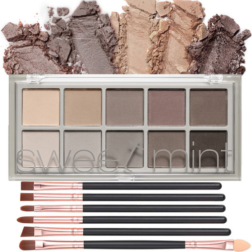 Eyeshadow Palette, 10 Colors Nude Eyeshadow Palette Smooth Matte Eye Makeup Palette,High Pigmented, Naturing-Looking, Ultra-Blendable,Long Lasting High ?Pigment Nude Matte Eyeshadow with 6 Eyeshadow Brush (04#)