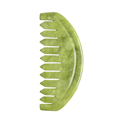 TEONEI Jade Head Comb Massage,Natural Jade Stone Head Therapy Massage Comb,Jade Hair Comb Scalp Massager Comb Scalp Care Massage Tool (3.14X1.57X0.16inch)