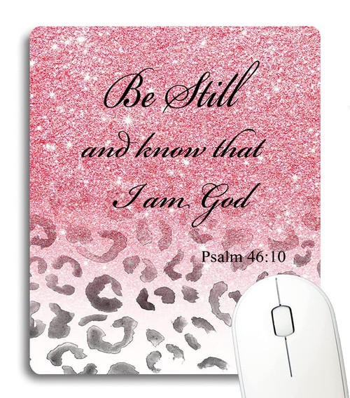 Wknoon Be Still and Know That I am God Inspirational Quotes Mouse Pad, Christian Bible Verse Scripture Quote Pink Sparkles Glitter and Leopard Print Mouse Pads Wknoon Be Still and Know That I am God Inspirational Quotes Mouse Pad, Christian Bible Verse Scripture Quote Pink Sparkles Glitter and Leopard Print Mouse Pads