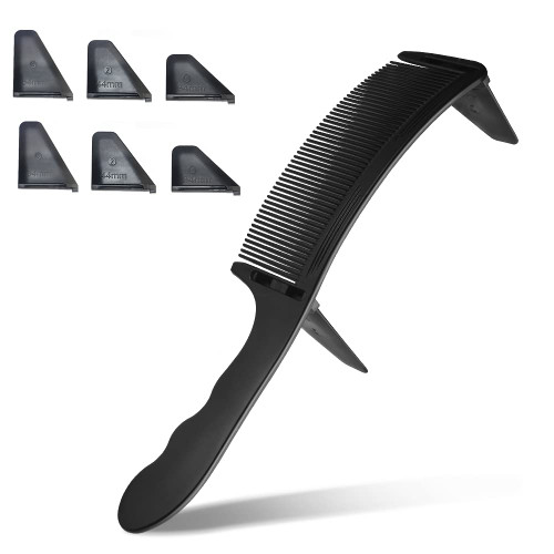 Curved Barber Comb, Adjustable Professional Positioning Comb Barber Hair Cutting Comb Flat Top Clipper Comb Heat Resistant Hair Styling Tool for Men Clipper Cuts and Flattops (2 Colors) (Black)