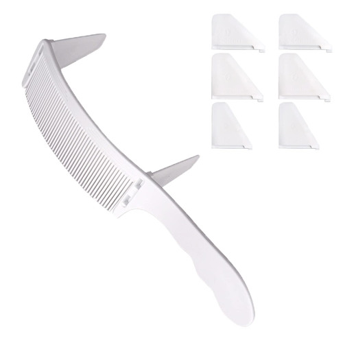 Curved Barber Comb, Adjustable Professional Positioning Comb Barber Hair Cutting Comb Flat Top Clipper Comb Heat Resistant Hair Styling Tool for Men Clipper Cuts and Flattops (2 Colors) (White)