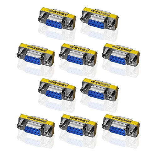 SIENOC 9 Pin RS-232 DB9 Male to Male/Female to Female Serial Cable Gender Changer Coupler Adapter (10 packs of female)