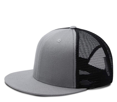 Yizhichu1990 Unisex Plain Flat Bill Adjustbale Baseball Cap Blank Snapback Mesh Trucker Hat (Light Grey)