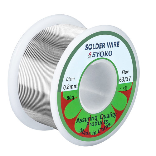 SYOKO 63/37 1.8% Solder Flux (0.8 mm, 50g) Tin Lead Rosin Core Solder Wire for Electrical Soldering