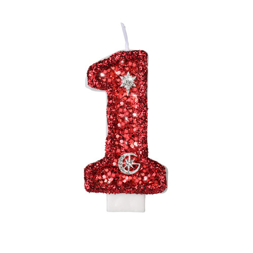 Saododku Birthday Candles, Number Candles for Birthday Cakes, Sparklers Candles for Birthday Cake, Red Birthday Candles, 1 Candle for First Birthday, 3.15" Cake Candles for Party/Decorations 1#