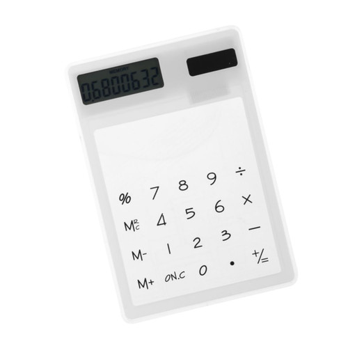 TEHAUX Touch Screen Scientific Calculator Student Calculator Solar System Calculator Transparent Touch Calculator Small Desk Calculator Touchscreen Calculator Gift Battery Office White