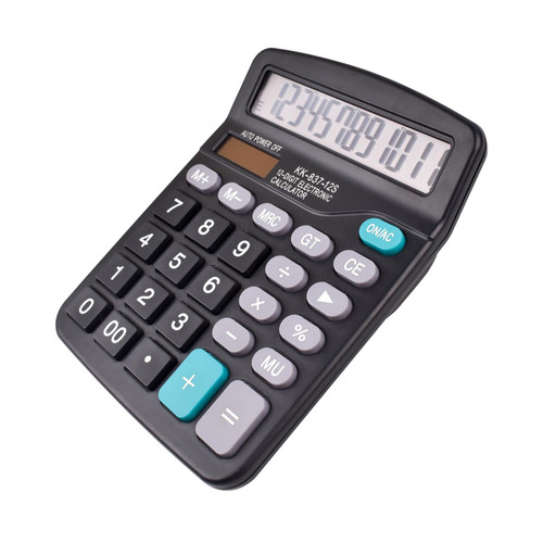 Solar Basic Desk Calculators with Big Buttons and Large Display, 12-Digit Calculators with Solar Power and AA Battery Dual Power Handheld Desktop Calculator for Office, Home, School