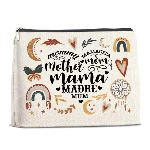 TSUYAWU Mom Gifts From Daughter Son Husband, Best Mom Gifts Boho Mom Makeup Bag, Gift for Mother Mum Mama Mommy New Mom, Mother Cosmetic Bag Travel Pouch