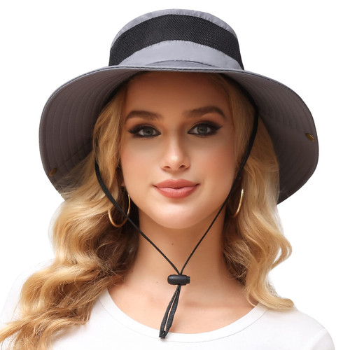Golden Scute Sun Hat for Women/Men, Wide Brim Sun Hats UV Protection Fishing Hat Bucket Hat for Beach Fishing Hiking (Dark Grey)