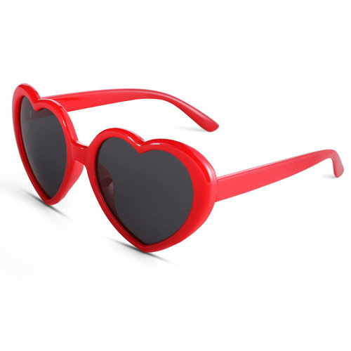 Melpomenia Polarized Heart Shaped Sunglasses for Women Retro Fashion Oversized Lovely Style Shades UV400 Protection(Red/Grey)