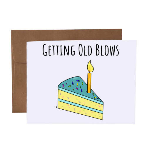 Getting Old Blows Cake Pun Blank Greeting Card With Envelope