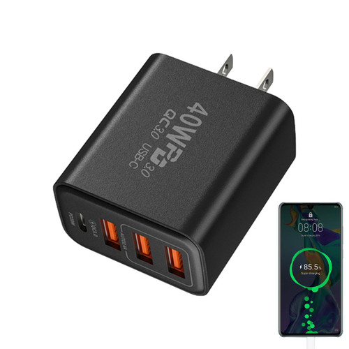 UEMIS USB C Charging Plug, 40W Fast Charging Cube, 3usb +1pd Quick Charge Adapter, Type C Charging Plug, Charging Block, Phone Plug Adapter, USB Phone Charger Block, Fast Charging Adapter for Phones