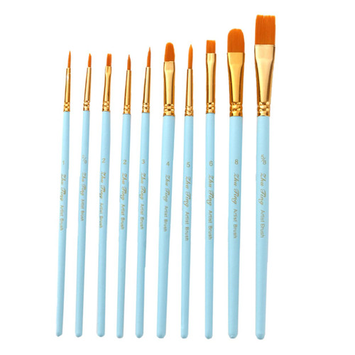 TEHAUX 10pcs Set Wooden Nylon Paintbrush Kids Paint Brushes Kids Kits DIY Paint Brush Artist Brush Art Paint Brushes Watercolor Paint Brushes Copper Pipe Child Drawing Tool Gouache
