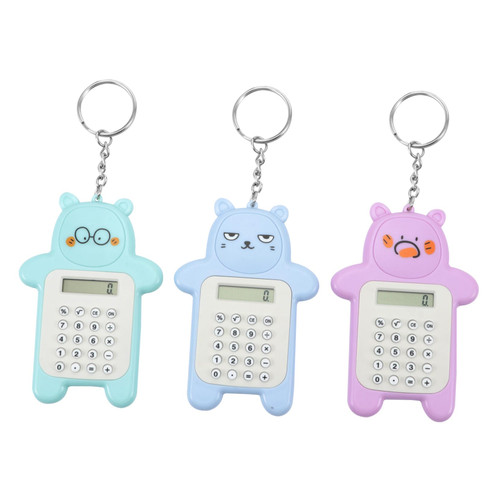 VILLCASE 3pcs Arithmetic Calculator Mini Calculator for Cheating Electronic Calculator Keychain Calculator Key Chain The Office Gifts Plastic Buttons Calculator Desktop Candy Student LCD