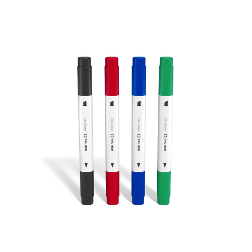TRU RED Tr57838 Tank Dry Erase Markers, Twin Tip, Assorted Colors, 4/Pack