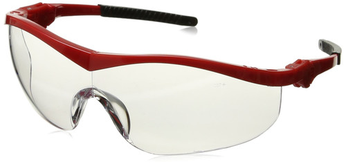 MCR Safety ST130 Storm Ratchet Bayonet Temple Single Lens Glasses Red Frame and Clear Lens, 1 Pair MCR Safety ST130 Storm Ratchet Bayonet Temple Single Lens Glasses Red Frame and Clear Lens, 1 Pair
