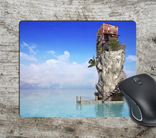House On A Sea Rock Computer Mousepad Mouse Pad Mouse Mat Matt Pad Anti-Slip