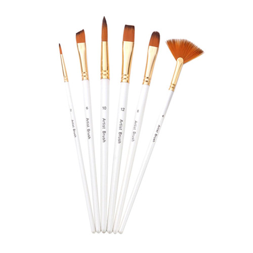 VILLCASE 6pcs Nylon Paintbrush Kanji Pen Calligraphy Artist Paint Brushes Oil Painting Brush Round Pointed Tip Brushes Watercolor Painting Brush Major Painting Pen White Nylon Wool Student