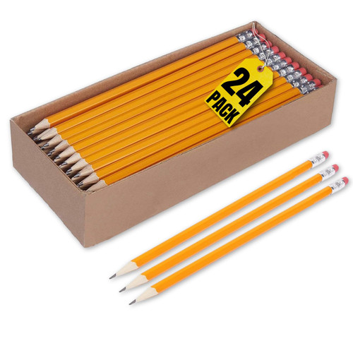 1InTheOffice #2 Wooden Pencil, Woodcase Pencils HB (#2), Black Lead, Yellow Barrel, 24/Pack