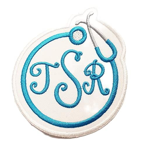 Stethoscope Monogram Patch Iron-on or Sew-on Applique Embroidered Patch for Uniforms, Backpacks, Christmas Stockings, Luggage, Nurse Doctor Medical #2