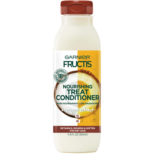 Garnier Fructis Nourishing Treat Conditioner, 98 Percent Naturally Derived Ingredients, Coconut, Nourish and Soften for Dry Hair, 11.8 fl. oz. Garnier Fructis Nourishing Treat Conditioner, 98 Percent Naturally Derived Ingredients, Coconut, Nourish and Soften for Dry Hair, 11.8 fl. oz.