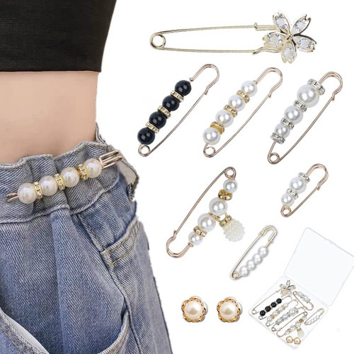 9 Pcs Pearl Brooch Pins, Safety Pins for Clothes Sweater Shawl Clips Faux Pearl Rhinestones Brooches for Women Pants Extender Safety Pins 9 Pcs Pearl Brooch Pins, Safety Pins for Clothes Sweater Shawl Clips Faux Pearl Rhinestones Brooches for Women Pants Extender Safety Pins
