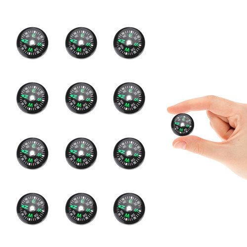 20mm Oil Filled Compass, Mini Pocket Button Compass, 12Pcs Micro Wrist Survival Compass Waterproof for Camping, Hiking, Boating, Survival Bracelets Button Compass