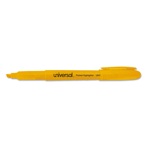 Universal 08853 Pocket Clip Highlighter, Chisel Tip, Fluorescent Orange Ink, Dozen