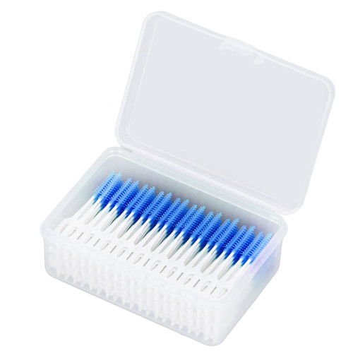 Walfront 160pcs Interdental Brush, Floss Interdental Brush Interdental Brush Flossers Braces Brush Flosser Toothpick Oral Dental Hygiene Cleaners Dental Tooth Cleaning Tool (Blue)