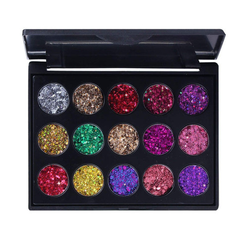 SINGOVE 15 Color Pressed Glitter Eyeshadow Palette - Mineral Ultra Shimmer Makeup Palette Eye Shadow Powder Long Lasting Waterproof Colorful Sparkly Eye Makeup Eyeshadow Pallet Palettes Glitter Women