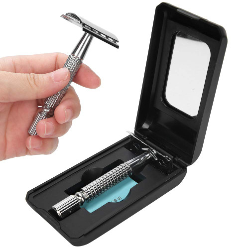 Manual Shaver, Stainless Steel Manual Beard Shaver, Portable Classic Double Edge Safety Shaving Razor For Men