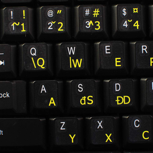 4Keyboard Polish Programmer Transparent Keyboard Stickers with Yellow Lettering