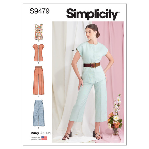 Simplicity Misses' Top, Pants, Jacket, and Skirt Sportswear Sewing Pattern Kit, Code S9479, Sizes 6-8-10-12-14, Multicolor Simplicity Misses' Top, Pants, Jacket, and Skirt Sportswear Sewing Pattern Kit, Code S9479, Sizes 6-8-10-12-14, Multicolor