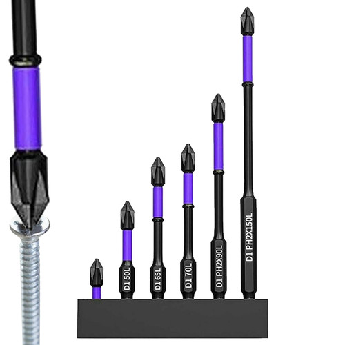 High Hardness Magnetic Bit, 6pcs Strong Magnetic Long Drill Bits Set, Multifunctional Power Screwdriver Driver Bits with Storage Base, Magnetic Nut Driver Set for Power Screwdriver Impact Drill