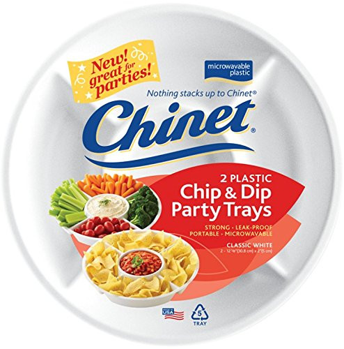 Chinet White Plastic Chip and Dip Party Trays - 2 ct