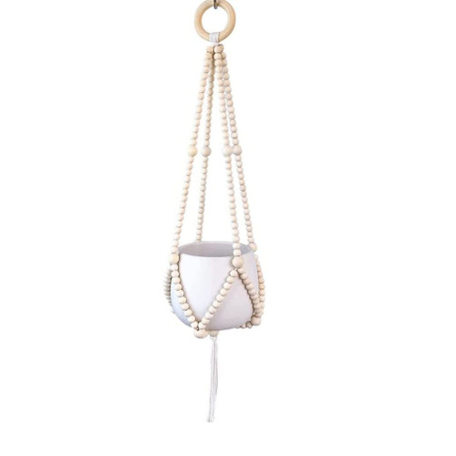 KUYYFDS Hanging Plant Pots, Wood Bead Plant Hanger Hanging Planter Basket Flower Pot Holders for Indoor Outdoor (No Pot) KUYYFDS Hanging Plant Pots, Wood Bead Plant Hanger Hanging Planter Basket Flower Pot Holders for Indoor Outdoor (No Pot)