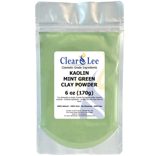 ClearLee Kaolin Mint Green Clay Cosmetic Grade Powder - 100% Pure Natural Powder - Great For Skin Detox, Rejuvenation, and More - Heal Damaged Skin - DIY Clay Face Mask (6 oz) ClearLee Kaolin Mint Green Clay Cosmetic Grade Powder - 100% Pure Natural Powder - Great For Skin Detox, Rejuvenation, and More - Heal Damaged Skin - DIY Clay Face Mask (6 oz)