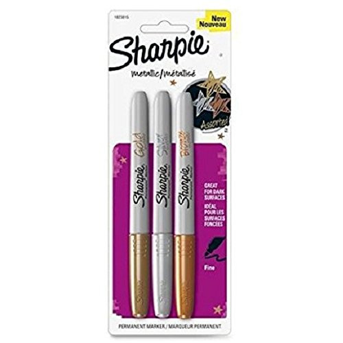 Sharpie 1823815 Metallic Permanent Markers - Fine Marker Point Type - Gold, Silver, Bronze Ink - 3 / Pack