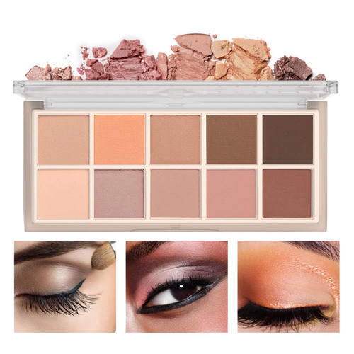 Biewals 10 Colors Nude Eyeshadow Palette, High Pigment Naturing-Looking Neutral Eyeshadow Palette, Ultra-Blendable,Long Lasting Nude Eyeshadow(Milk Tea)