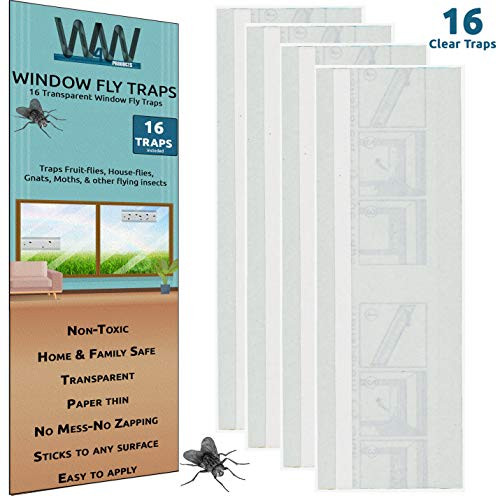 Flies & Bug Window Fly Trap - Indoor/Outdoor Non Toxic Clear Window Fly Traps - 16 Pack