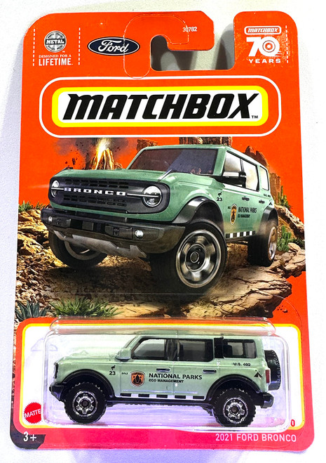 Matchbox - Ford Bronco - 2021 - National Parks - Matchbox 70 Years - 2023 - Mint/NrMint Ships Bubble Wrapped in a Sized Box