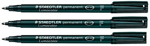 Staedtler Lumocolor Black Fine Permanent Marker Pens (Pack of 3) Waterproof Smudge Resistant Quick Dry CD DVD OHP Staedtler Lumocolor Black Fine Permanent Marker Pens (Pack of 3) Waterproof Smudge Resistant Quick Dry CD DVD OHP